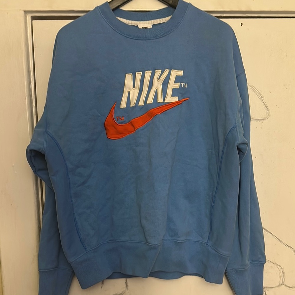 Nike Men's Blue Embroidered Sweatshirt